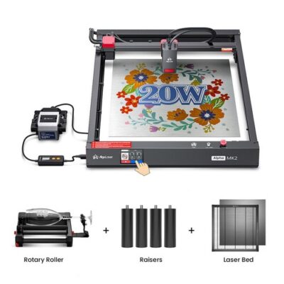 AlgoLaser Alpha MK2 20W Laser Engraver + Laser Bed + Roller + Raisers