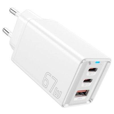 ESSAGER 67W Triple Ports GaN Charger EU Plug White