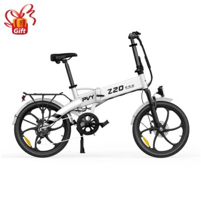 PVY Z20 Pro Folding Electric Bike 250W Motor 20 Inch Wide Tire White