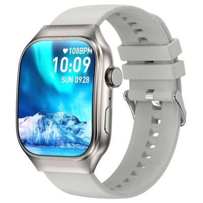 T15 Plus Touch Screen Smartwatch Silver Frame Silicone Strap