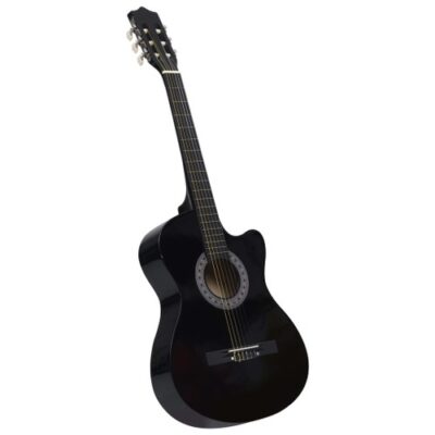 Western Acoustic Cutaway Guitar with 6 Strings Black 38"